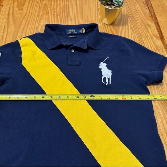 Polo Ralph Lauren Short Sleeve Rugby Classic Shirt Youth M Yellow Diagonal Polo - Picture 6 of 7